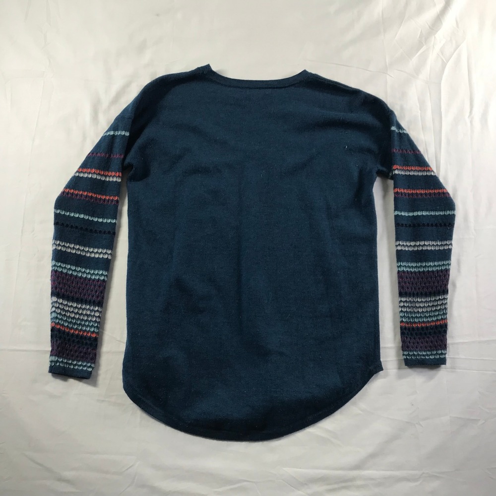 Smartwool Womens Merino Wool Blend Patterned Sleeve Sweater Teal Blue Small - Picture 6 of 6